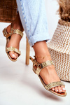 Gold Women's Flat Sandals Lu Boo With Studs Aldona