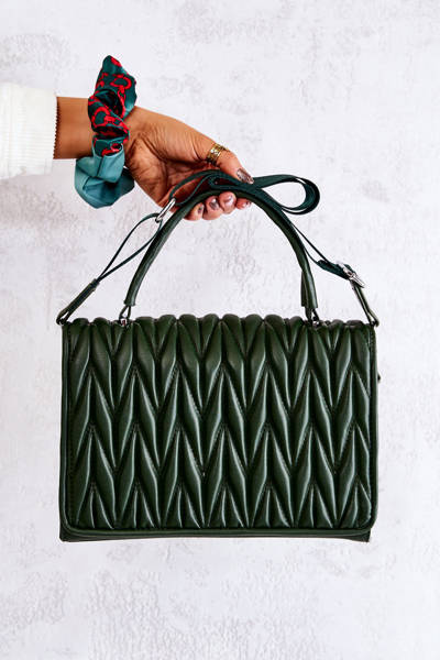 Quilted Letterman Handbag Green Roselyn