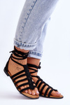 Women's Suede Roman Sandals Black Sempre