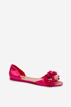 Women's Rubber Ballerina Flats with Flowers Fuchsia Junikla