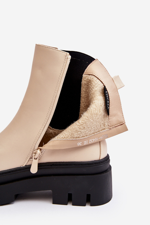 Leather Boots Workery Beige Loretta