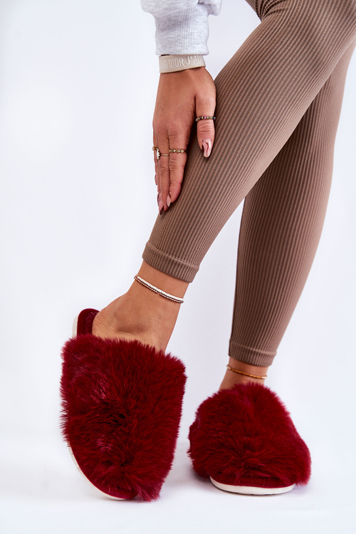 Women's fur slippers Maroon Sheryl 