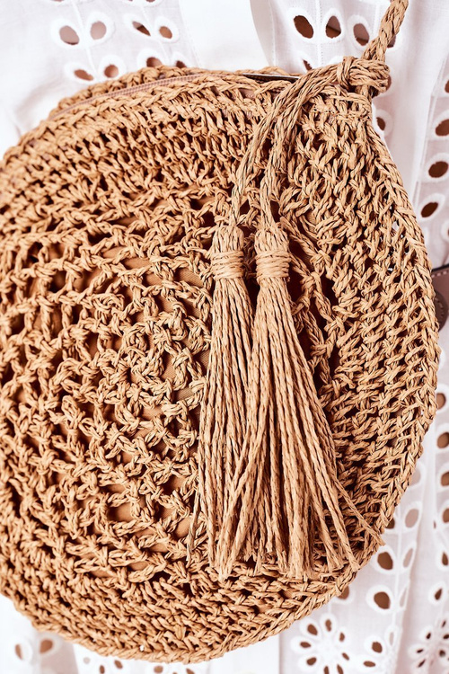 Braided Round Bag BRUNO ROSSI Camel