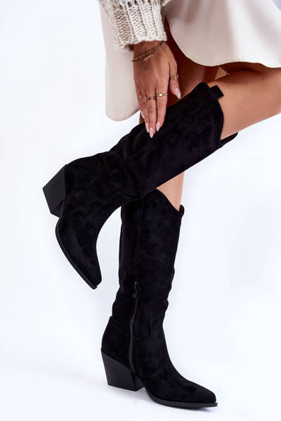 Women's Suede Cowboy Boots black Alaina