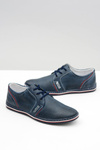 Men's Leather Lace-up Navy Blue Openwork Markos Half Shoes