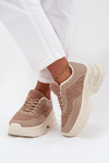 Women's Sneakers With Zirconia And Sheep Fur Beige Zarika