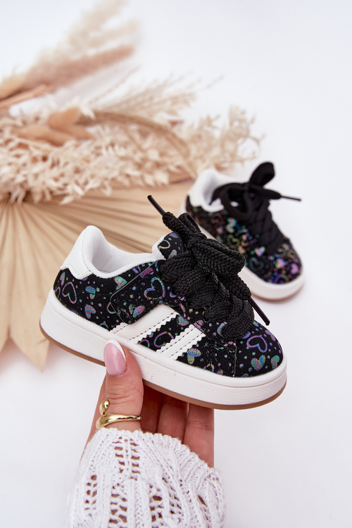 Dziecięce  Buty Sportowe Sneakersy Serduszka Czarne Mirelle