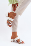 Women's Low Heel White Mules Rosila