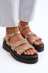 Women's Embellished Sandals Eco Leather Gold-Beige Arcida
