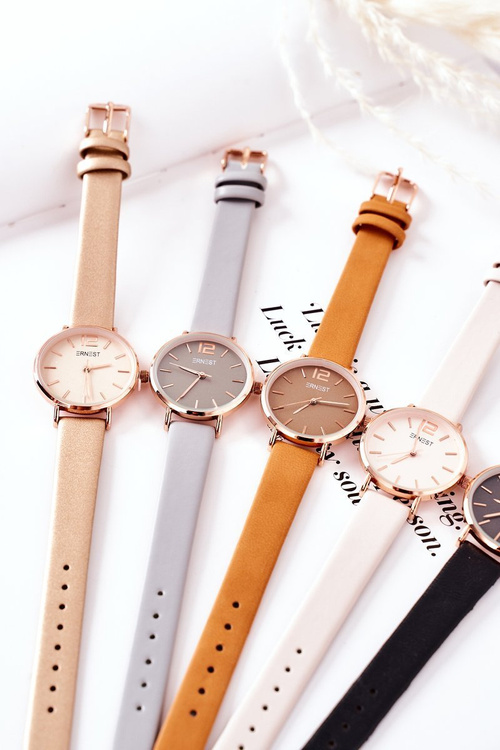 Watch On A Leather Strap Nickel Free ERNEST Camel