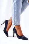 Leather Stilettos Monnari 0170-013 Navy Blue
