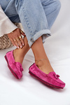 Women's Flat Classic Suede Moccasins S.Barski LR51-548 Fuchsia