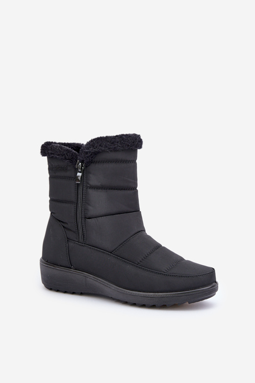 Women's Snow Boots With Zipper And Fur Black Fiorittia