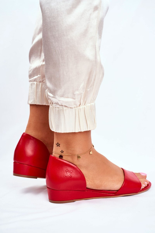 Women's Sandals Maciejka Leather Red 1971 Nomara