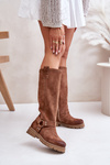 Women's Suede Knee-High Boots Brown Lewski 3615