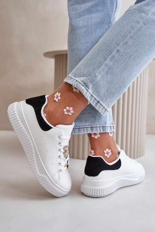 Low Sneakers Made Of Eco Leather With Charms Black-White Cillione