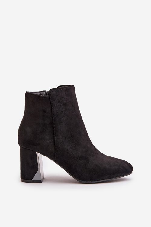 Insulated Ankle Boots With Block Heel And Mirror Element Black Silvare