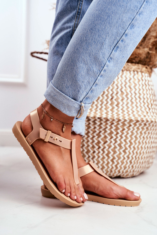 Damskie Sandały Pachnące Gumowe ZAXY Beżowe DD285040