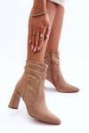 Suede Boots On Heel Beige Mellamene 
