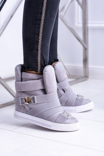 Lu Boo Suede Platform Sneakers Grey