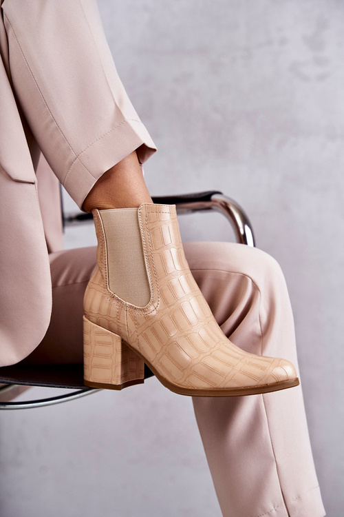 Snake Leather Booties La.Fi 260038BE-XC Beige