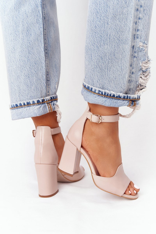 Leather High Heel Sandals Visconi 4361537 Nude