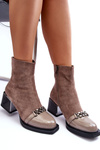 Suede Boots on a Massive Heel SBarski MR870-70 Beige