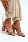 Fashionable Suede High Heels Sandals Camel Aubrey