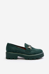 Suede Classic Fringed Loafers Green Averil