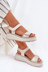 Women's Wedge and Platform Sandals with Decorations S.Barski HY056 Beige