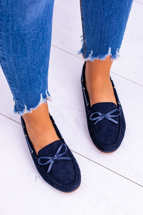 Navy Blue Suede Comfort Moccasins Gucio