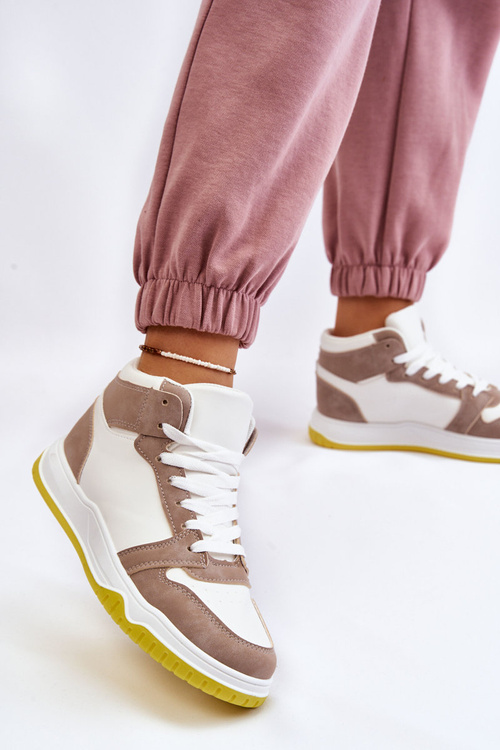 High Women's Sport Shoes Sneakers White and Beige Rumor