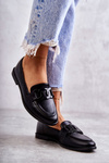 Women's Leather Loafers With Decoration Black Kerrie