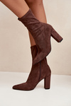 Women's Block Heel Ankle Boots with Stitching Brown Rosivelle