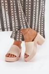 Women Sandals On Heel And Platform Beige Omeisa