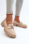 Elegant Women's Loafers with Gold Decoration Beige Tosisa