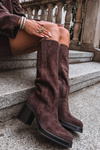 Women's insulated boots on a chunky heel chocolate Sanelle