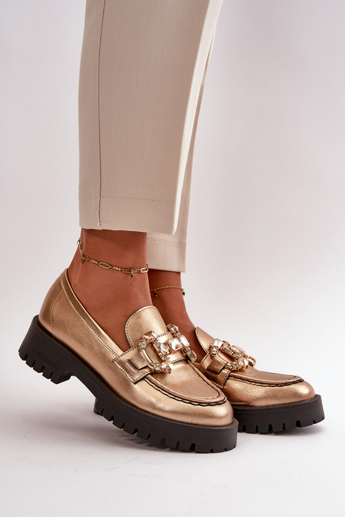 Women's Leather Moccasins with Decoration CheBello 4369 Beige