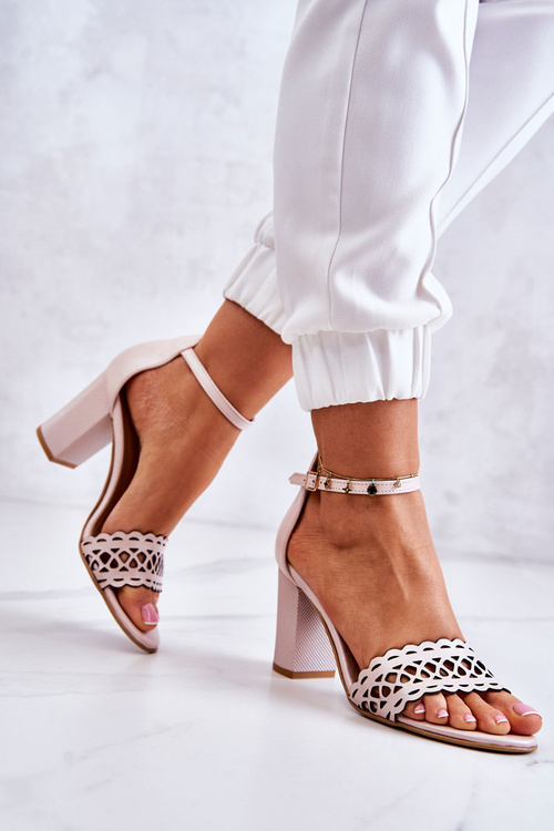 Leather Sandals Openwork Lewski 2869 Pearl Pink