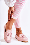 Leather Loafers Brogues With Ornament Pink Hermosa