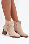 Women's ankle boots with heels with fringes light beige Rosabella