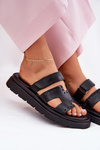 Women Sandals Made Of Natural Leather On Platform Zazoo 40440 Black