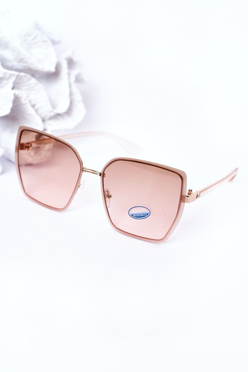 Gold Square Sunglasses Beige-Pink Ombre