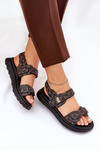Fabric Women's Platform Sandals Black-Brown Leriot