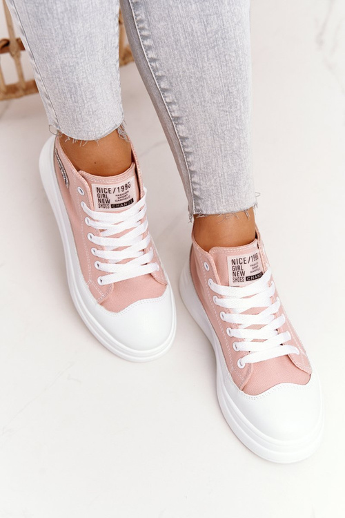 Women's High Sneakers On A Platform Pink Nice Girl