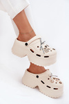 Women's sandals on a chunky platform with embellishments beige Vivira