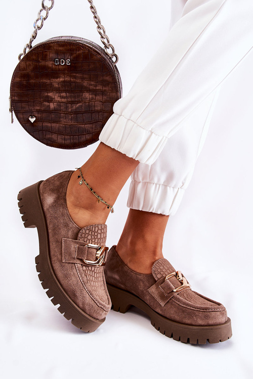 Półbuty Loafery Modne Zamszowe Jasnobrązowy Lemar Rayhan