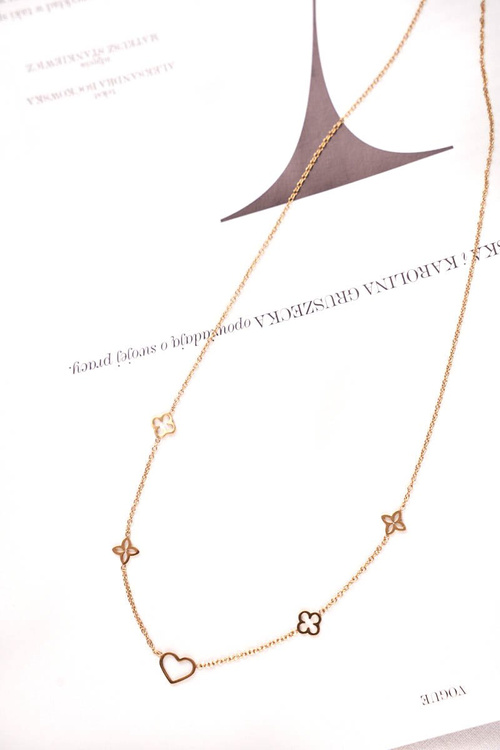 Women's Gold Necklace Chain Clover Heart Sweetie