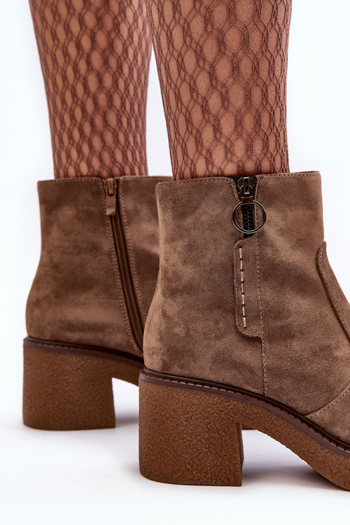 Botki Damskie Suwak Brązowe Romella TR926