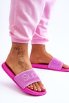 Light Women's Slippers With Inscription Fuchsia Merry